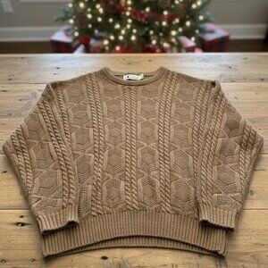 Ron Chereskin Men's XL Brown Cable Knit Pullover Sweater